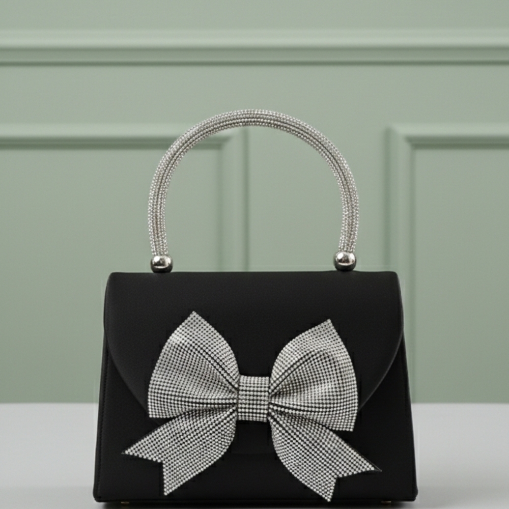 Mix No. 6 Black Mini Bag with Silver Bow